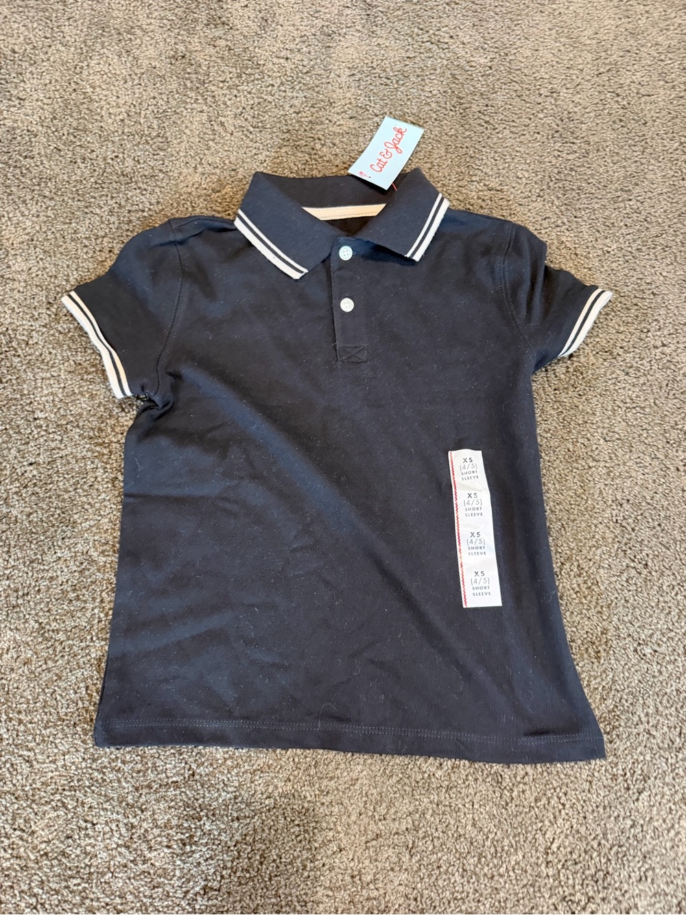 Cat & Jack Black Polo Shirt with White Trim - Kids